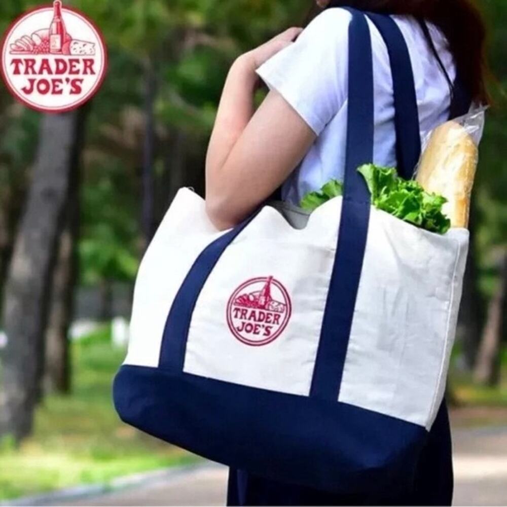 Trader Joe's Reusable Canvas Large Tote Bag Heavy Cotton NEW